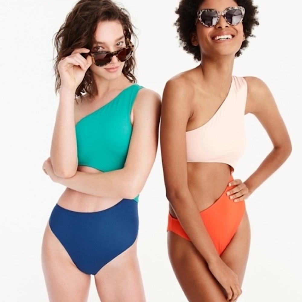 J.Crew Blue Tilden Colorblock Swimsuit